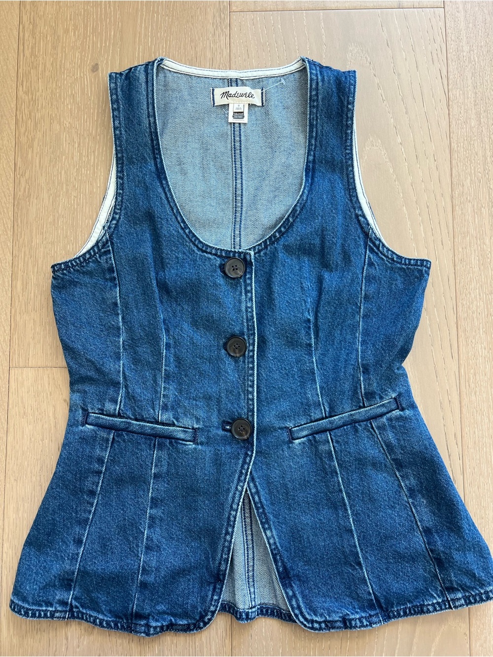 Madewell Denim Scoopneck Cutaway Vest Size 0